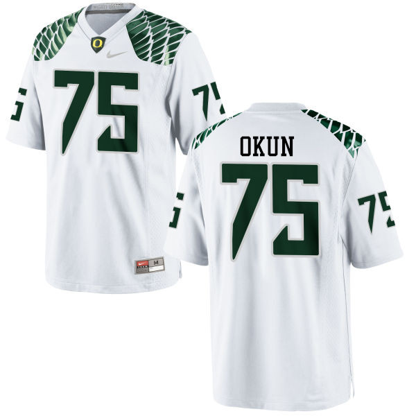 Men #75 Zach Okun Oregon Ducks College Football Jerseys-White
